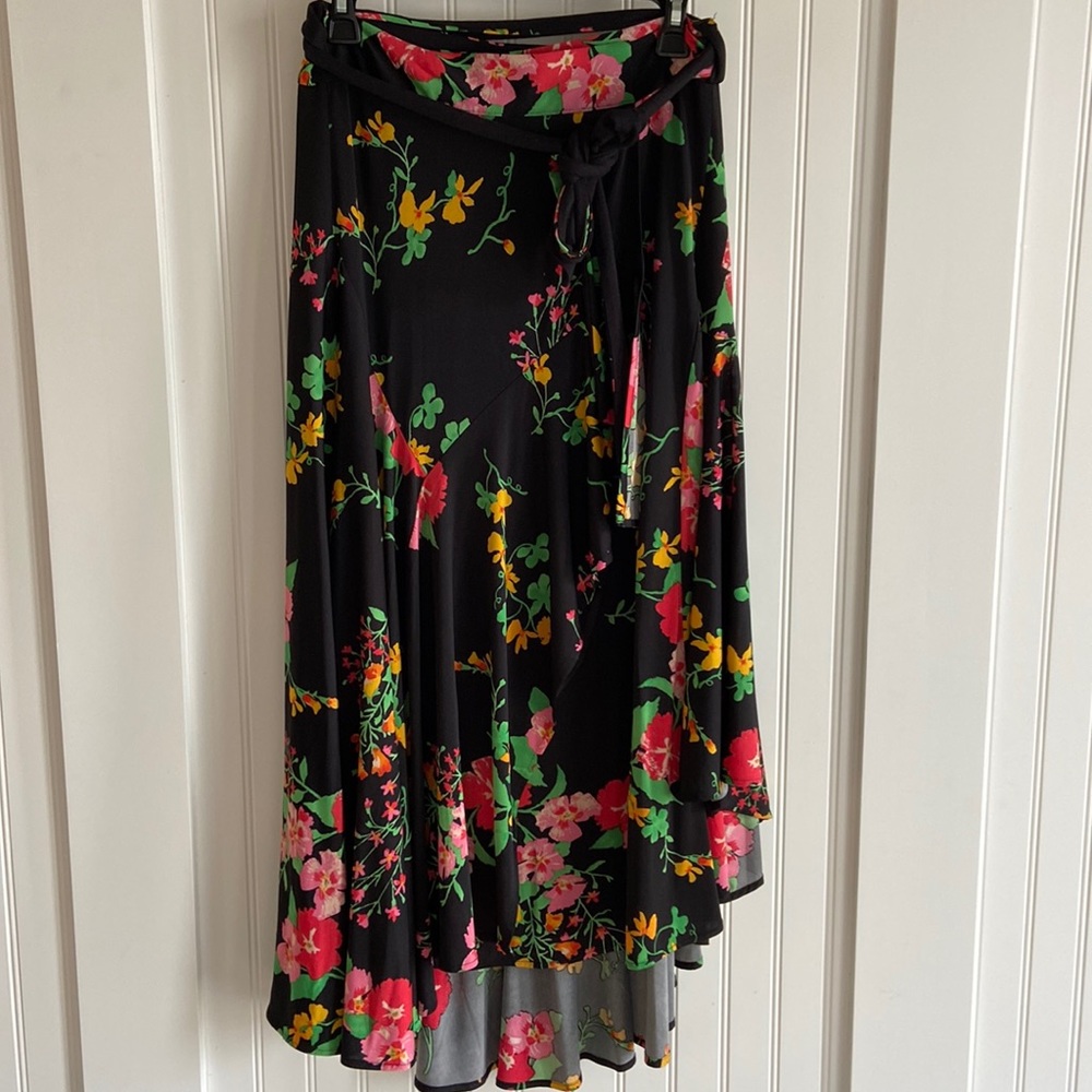 CAbi Black Floral Skirt